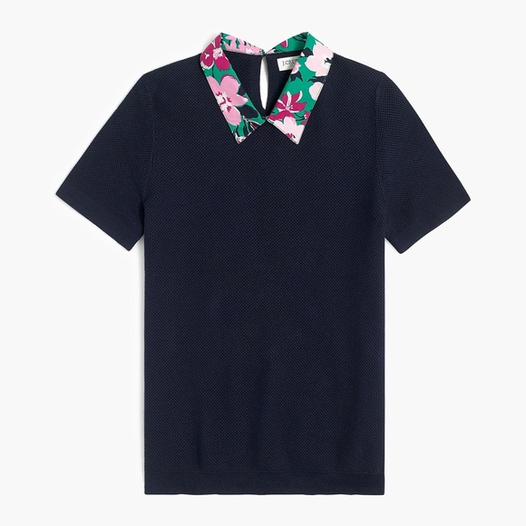J. Crew Factory Sweaters - Short Sleeve Woven Collar Sweater